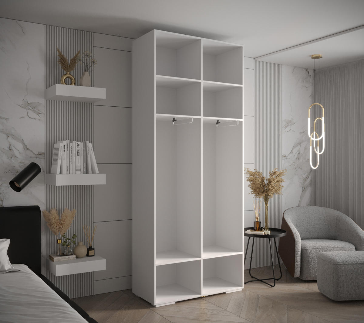 DREHTÜRENSCHRANK 236.7/100/47 2-türig - Kaschmir/Goldfarben, Holz/Metall (100/236.7/47cm) - Abiks Möbel