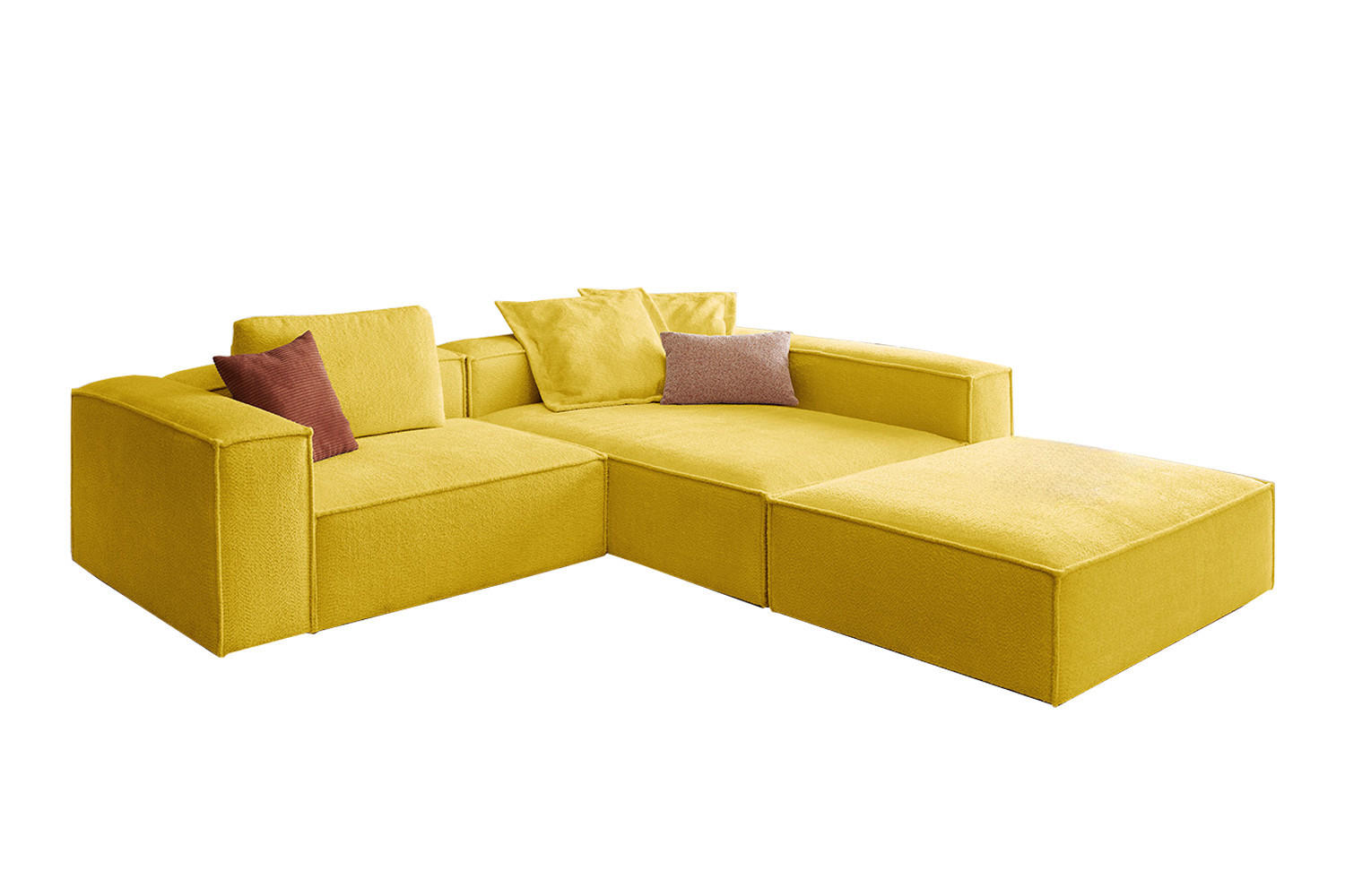 ECKSOFA CARMO Gelb Flachgewebe - Gelb/Schwarz, Kunststoff/Textil (306/191cm) - KAWOLA
