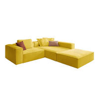 ECKSOFA CARMO Gelb Flachgewebe - Gelb/Schwarz, Kunststoff/Textil (306/191cm) - KAWOLA