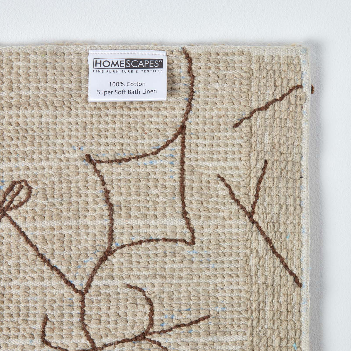 BADEMATTE 50/80 cm Damast-Muster, Baumwolle - Beige, Textil (50/80cm) - Homescapes