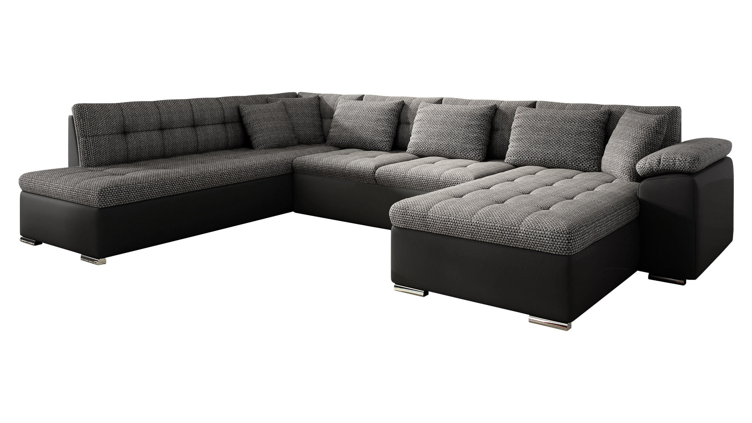 WOHNLANDSCHAFT Niko Bis, Seite: Rechts - Dunkelgrau, Holz/Textil (348/76/205cm) - MIRJAN24