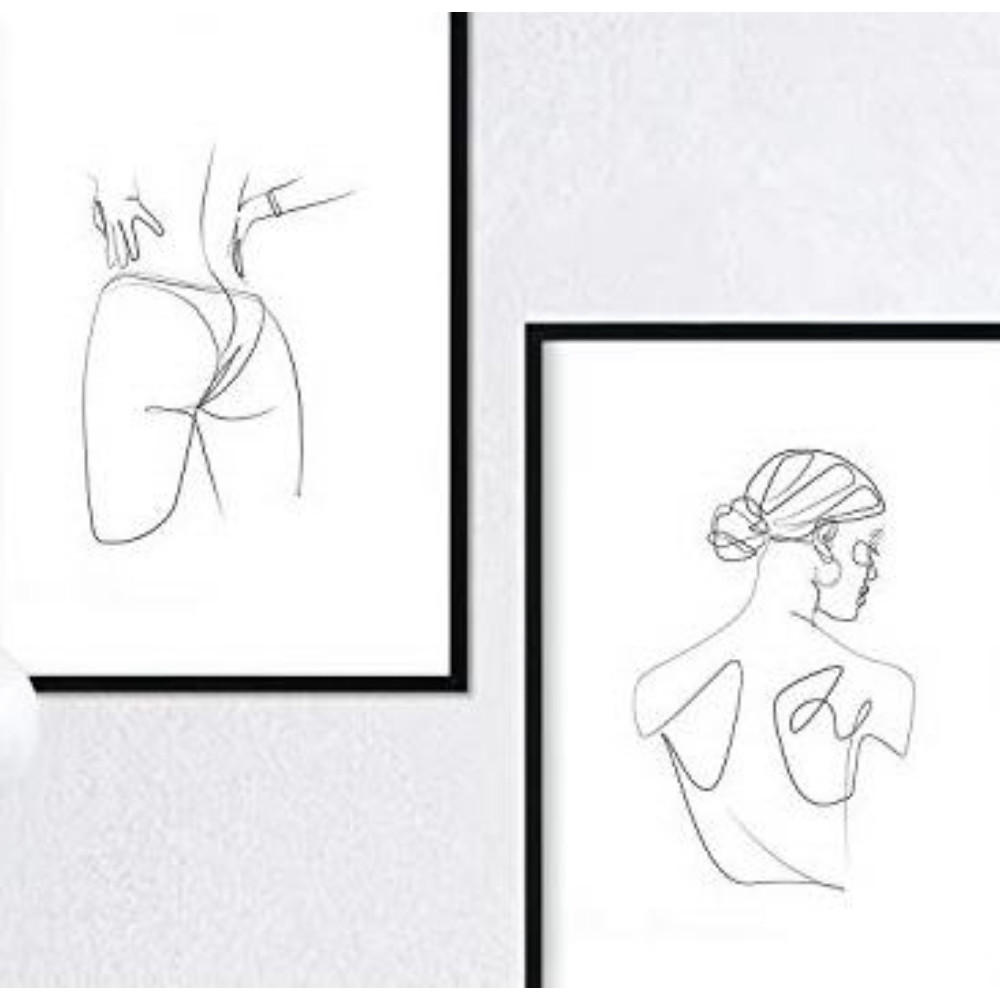 POSTER Set Mit 2 Single-Line Frau Rückenhintern A3 Rahmenlos - Klar, Papier (29.7/5/42cm) - Nacnic