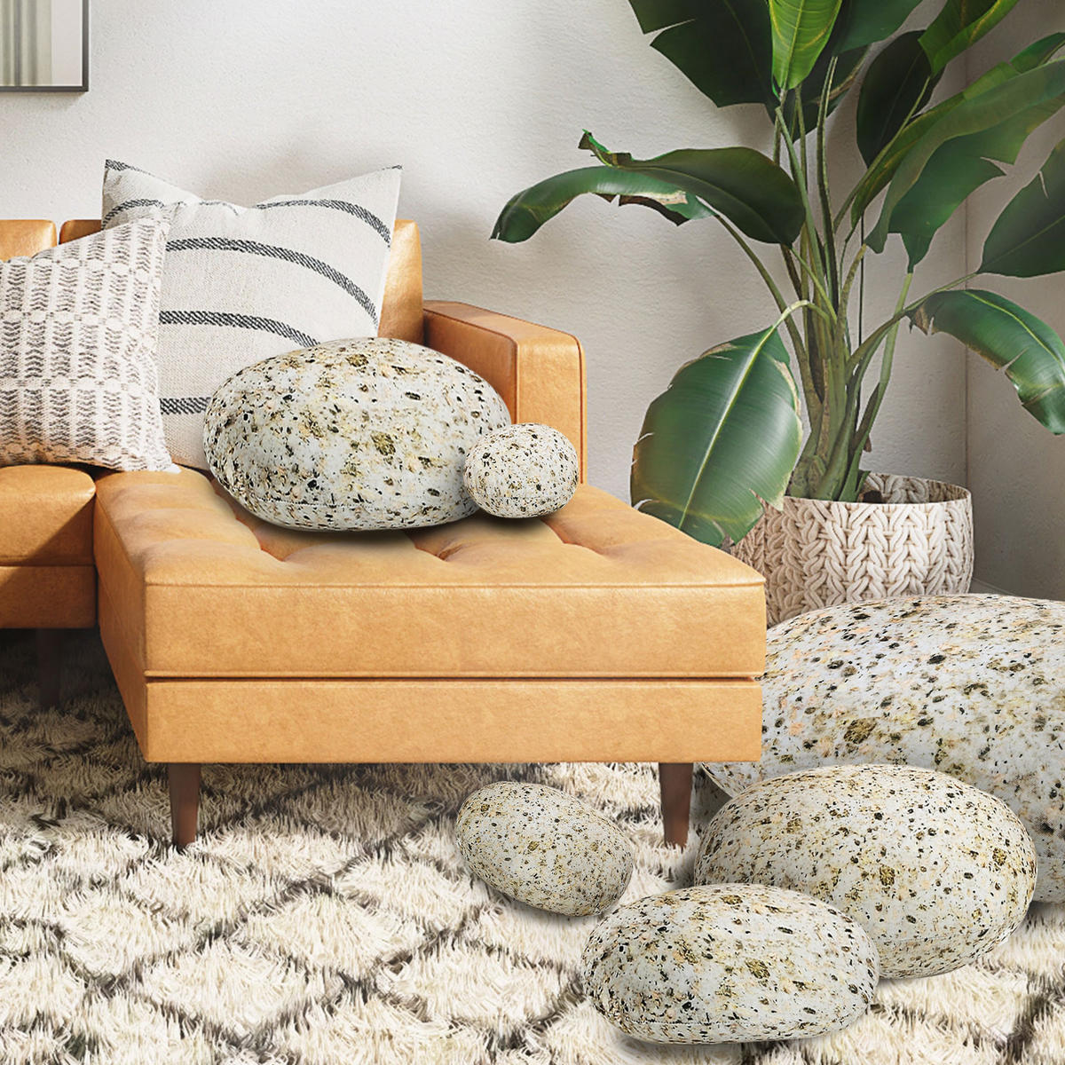 GRANITSTEIN Steine Kissen 7er-set - Sandfarben, Textil (76/40cm) - Vercart