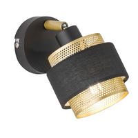 LED WANDLEUCHTE Stahl Textil Schwarz Gold - Schwarz, Metall (18.5/13/10cm) - Wofi
