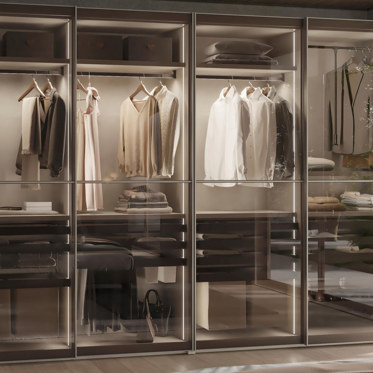 GARDEROBENSTANGEN Luxe 2x1,15 m Aluminium und Kunststoff Titan - Titanfarben, Metall (1.5/2.7/115cm) - EMUCA