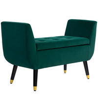 LUXUS Sitzbank Polsterbank mit Stauraum Armlehnen Polyester Holz Grün - Grün, Kunststoff (42/65/107cm) - HOMCOM