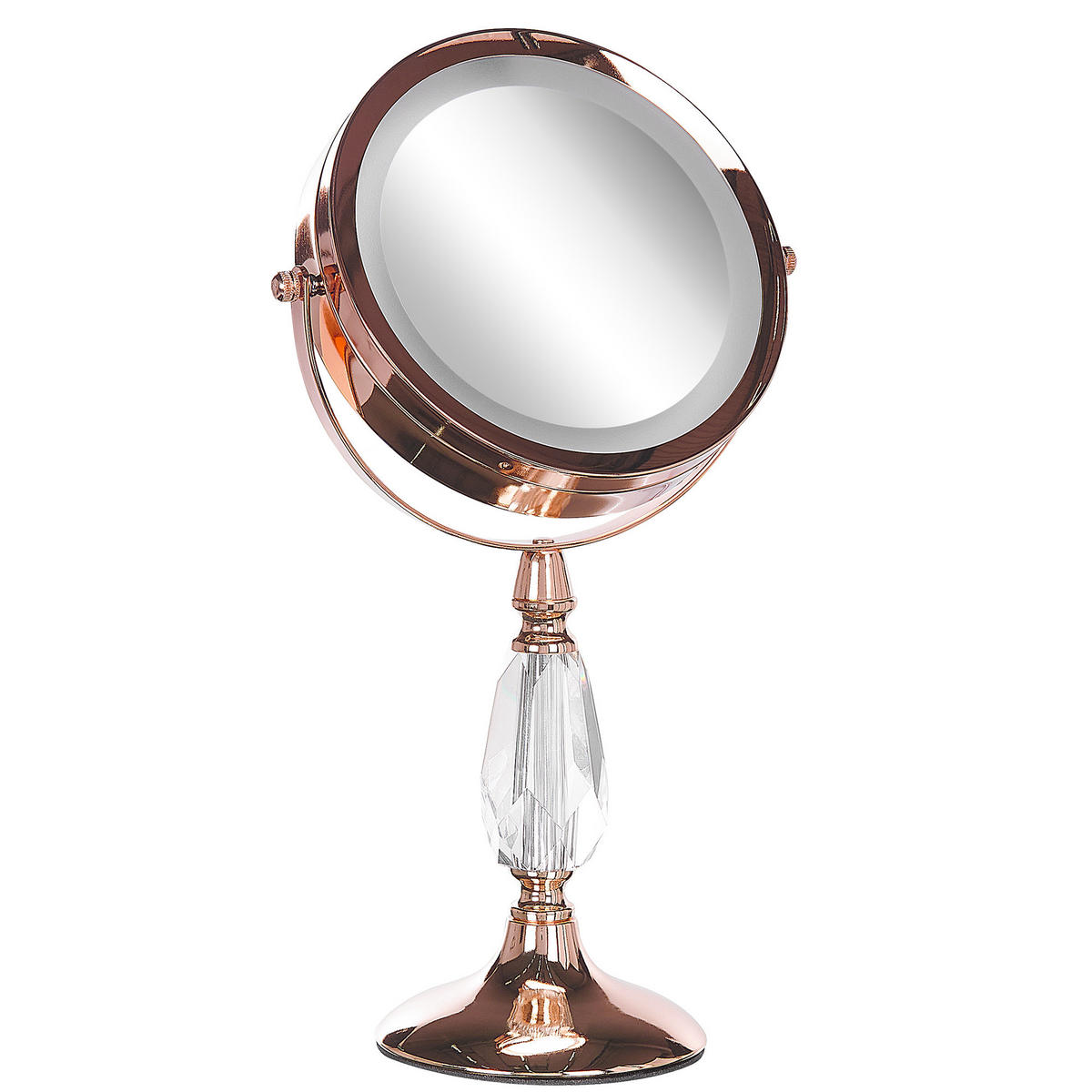 KOSMETIKSPIEGEL roségold mit LED-Beleuchtung 18 cm Maury - Roségold, Metall (18/37/12cm) - Beliani