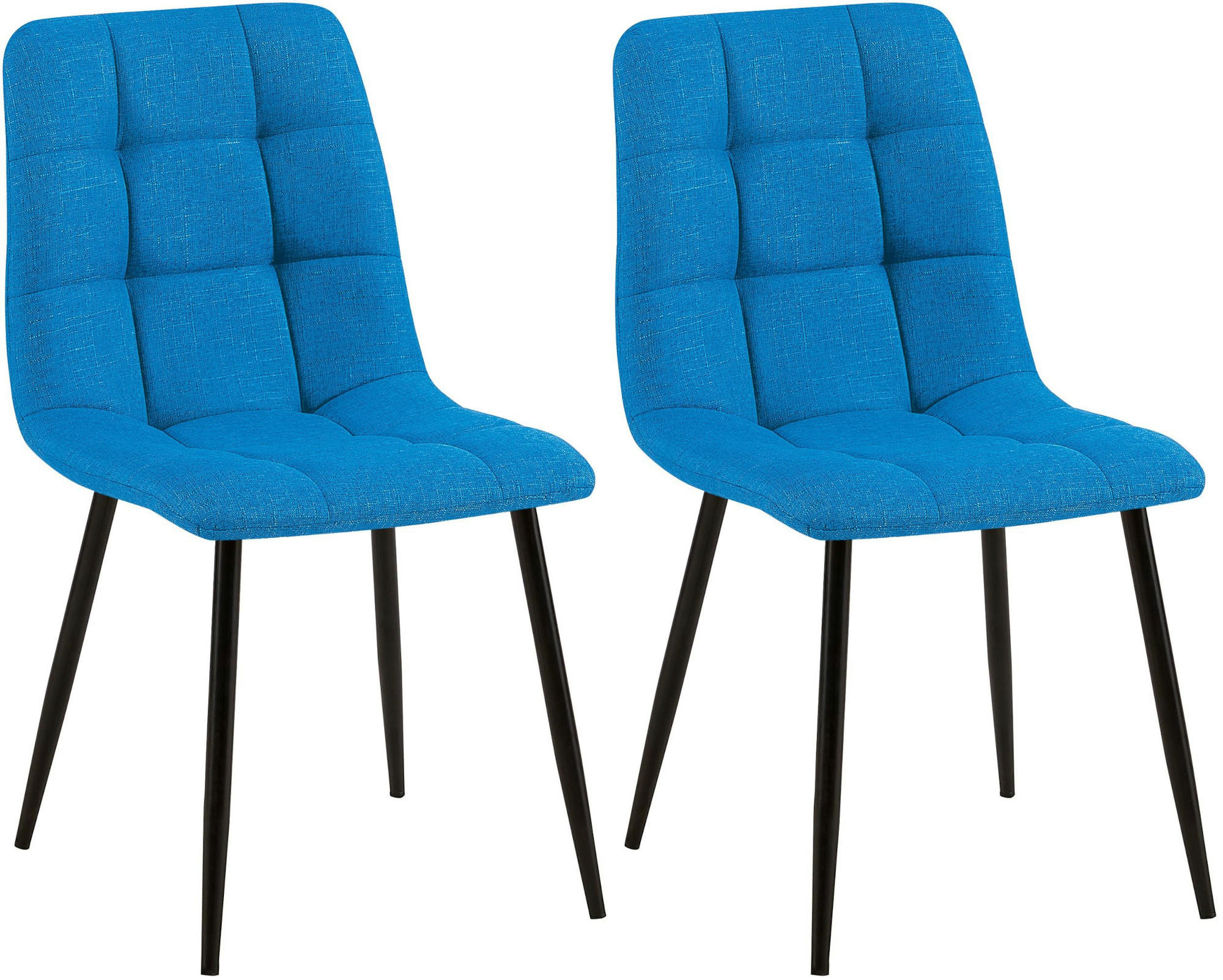 STUHL 2er Set Stoff Hellblau - Schwarz/Hellblau, Textil/Metall (45/84/55cm) - CLP