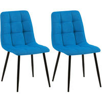 STUHL 2er Set Stoff Hellblau - Schwarz/Hellblau, Textil/Metall (45/84/55cm) - CLP