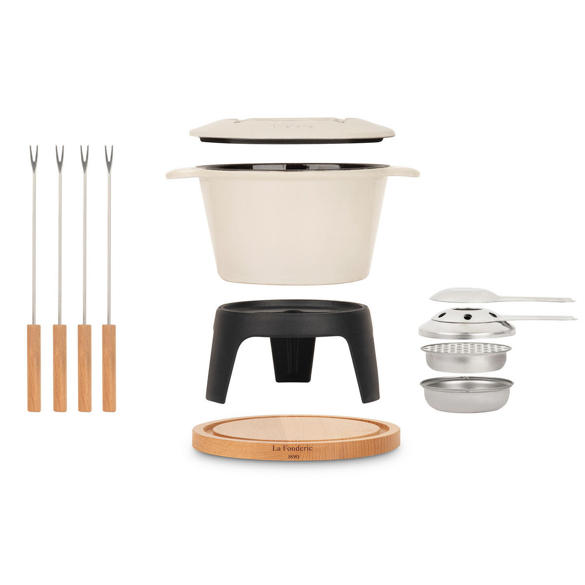 FONDUE-SET MONT JOLY Beige, für 4 Personen, 1,2L - Beige, Metall (20/20/20cm) - La Fonderie 1890