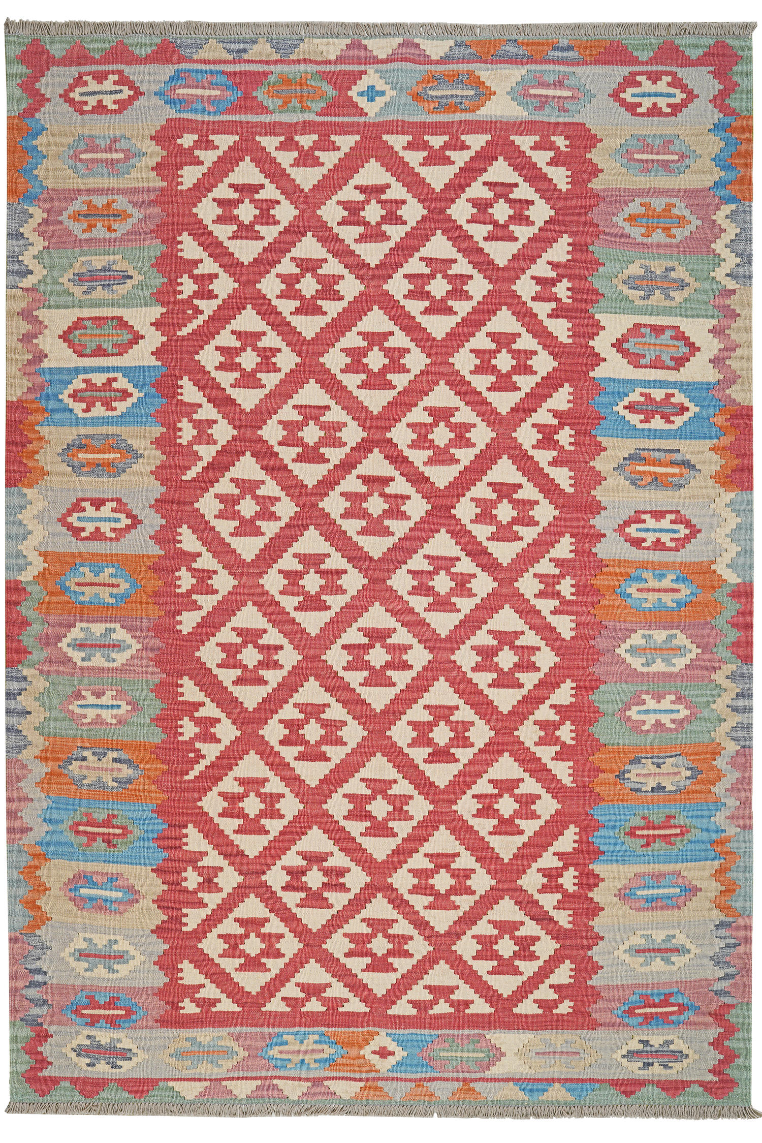 HANDWEBTEPPICH Kelim Gashgai Rot 256/173 cm Schurwolle - Rot, Textil (173/256cm) - Looma