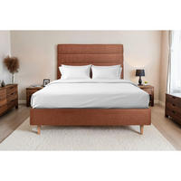 KOPFTEIL Modell Linien – Terrakotta-Bouclé-Stoff 180 cm - Beige/Terracotta, Karton/Holz (180/120/10cm) - Sommeil de Plomb