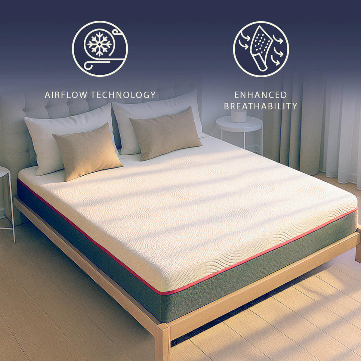 MATRATZE 140x200 Memory Foam Breeze und Taschenfedern | Höhe 30 cm | Abnehmbarer Bezug, Hypoallergen und Atmungsaktiv - Weiß, Textil (140/200cm) - The White Stone