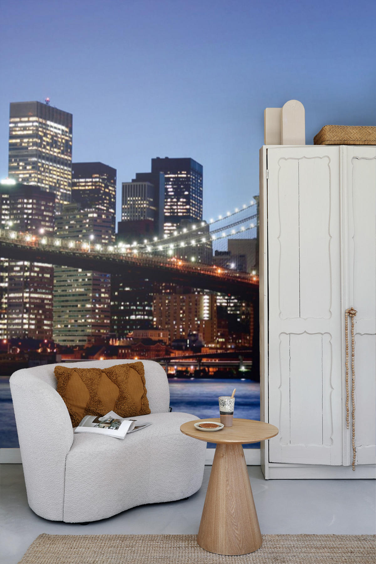 FOTOTAPETE Brooklyn Bridge New York 375 x 270 cm - Blau, Papier (375/270cm) - Sanders & Sanders