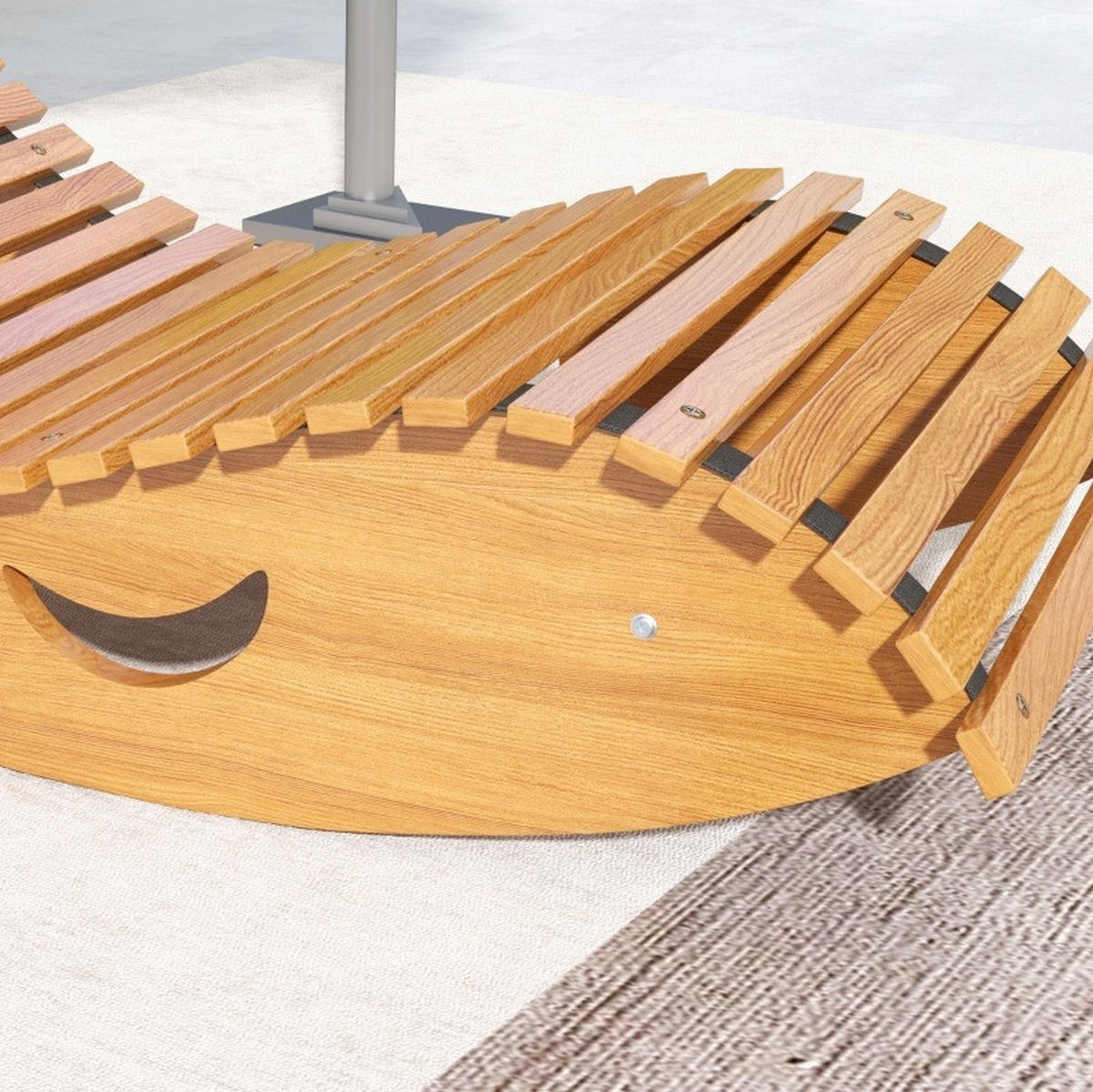 ZAHRADNÍ houpací křeslo 130/60/60 cm teakové ze dřeva s vysokým opěradlem - přírodní, kompozitní dřevo (60/60/130cm) - OKWISH