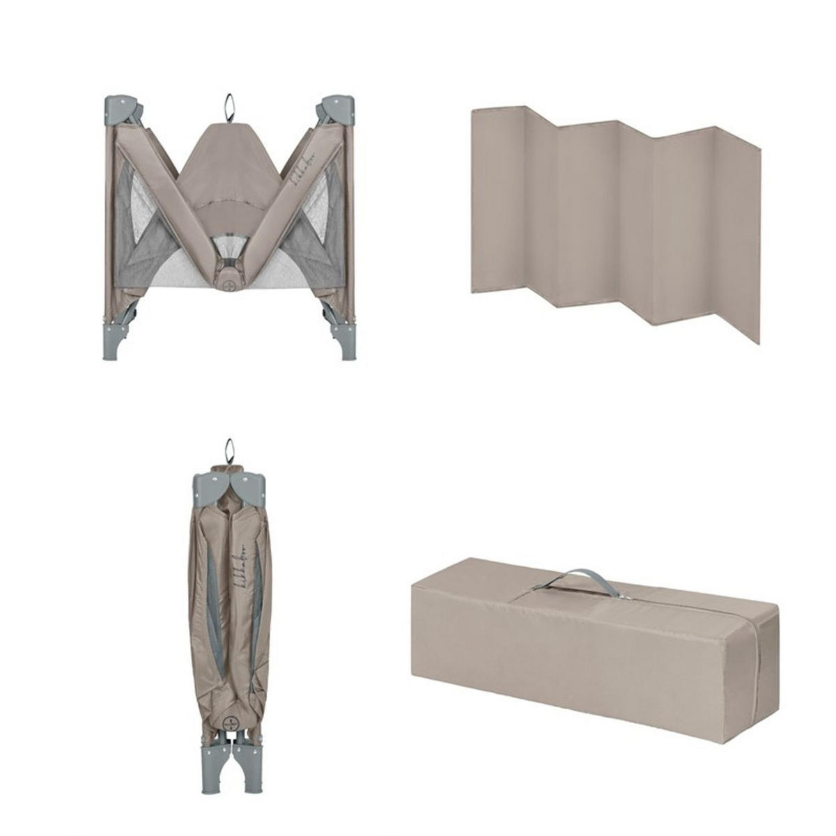 BABYREISEBETT So Gifted beige braun Seiteneingang, weiche Matratzenauflage, kompakt faltbar, Tragetasche - Beige, Metall (60/120cm) - Kikka boo