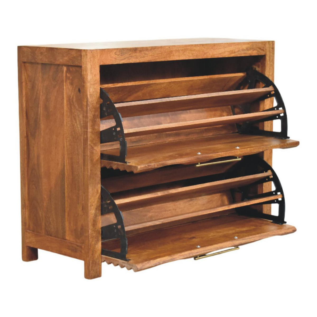 LAVICA s povrchovou úpravou Amber Oak, úložný priestor na topánky, svetlohnedá - svetlohnedá, kov/drevo (90/73/35cm) - Artisan Furniture