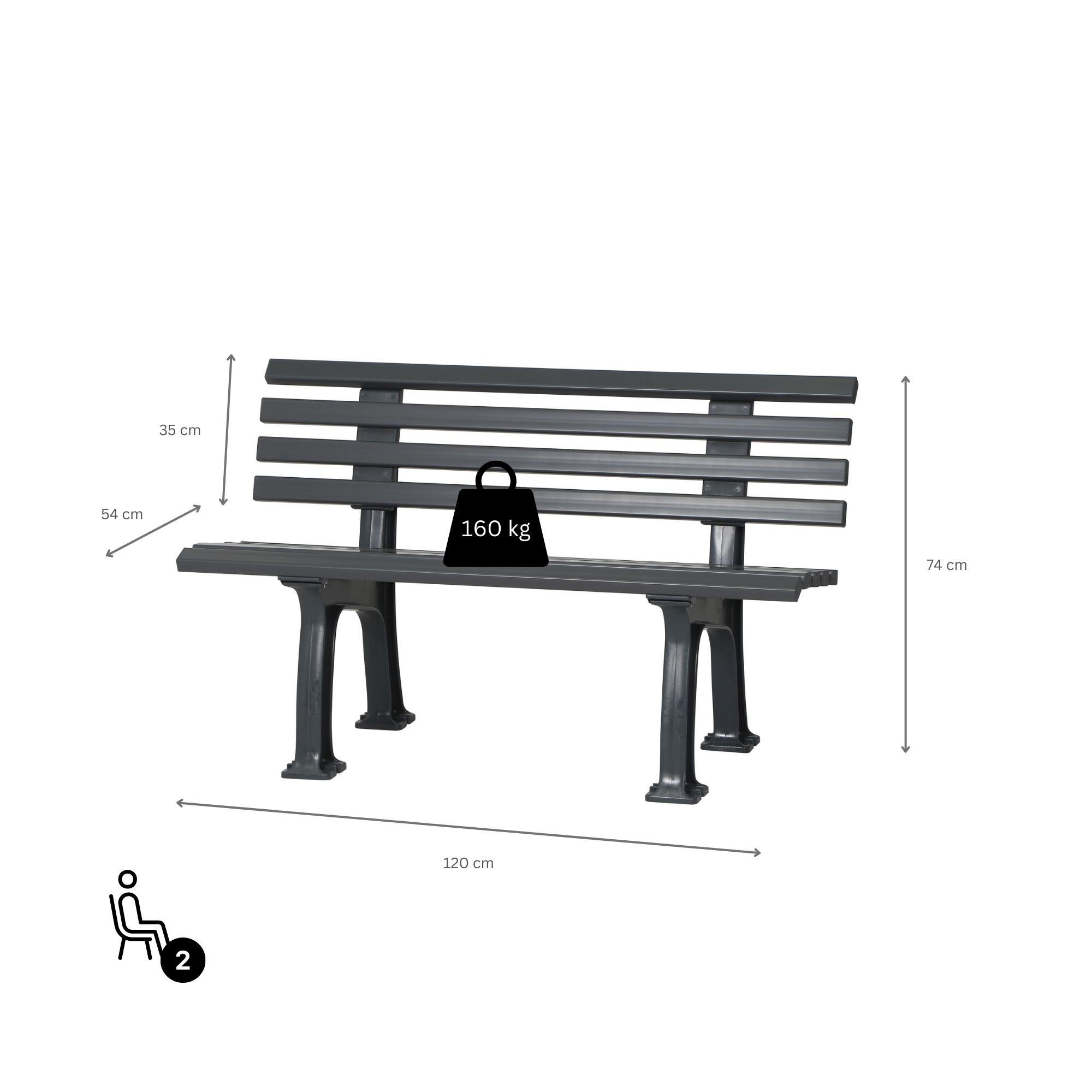 GARTENBANK Antigua 2 Sitzer Graphitgrau 74 x 120 x 54 cm Witterungskunststoff & UV Beständiger Kunststoff - Graphitfarben, Kunststoff (120/74/54cm) - PROREGAL