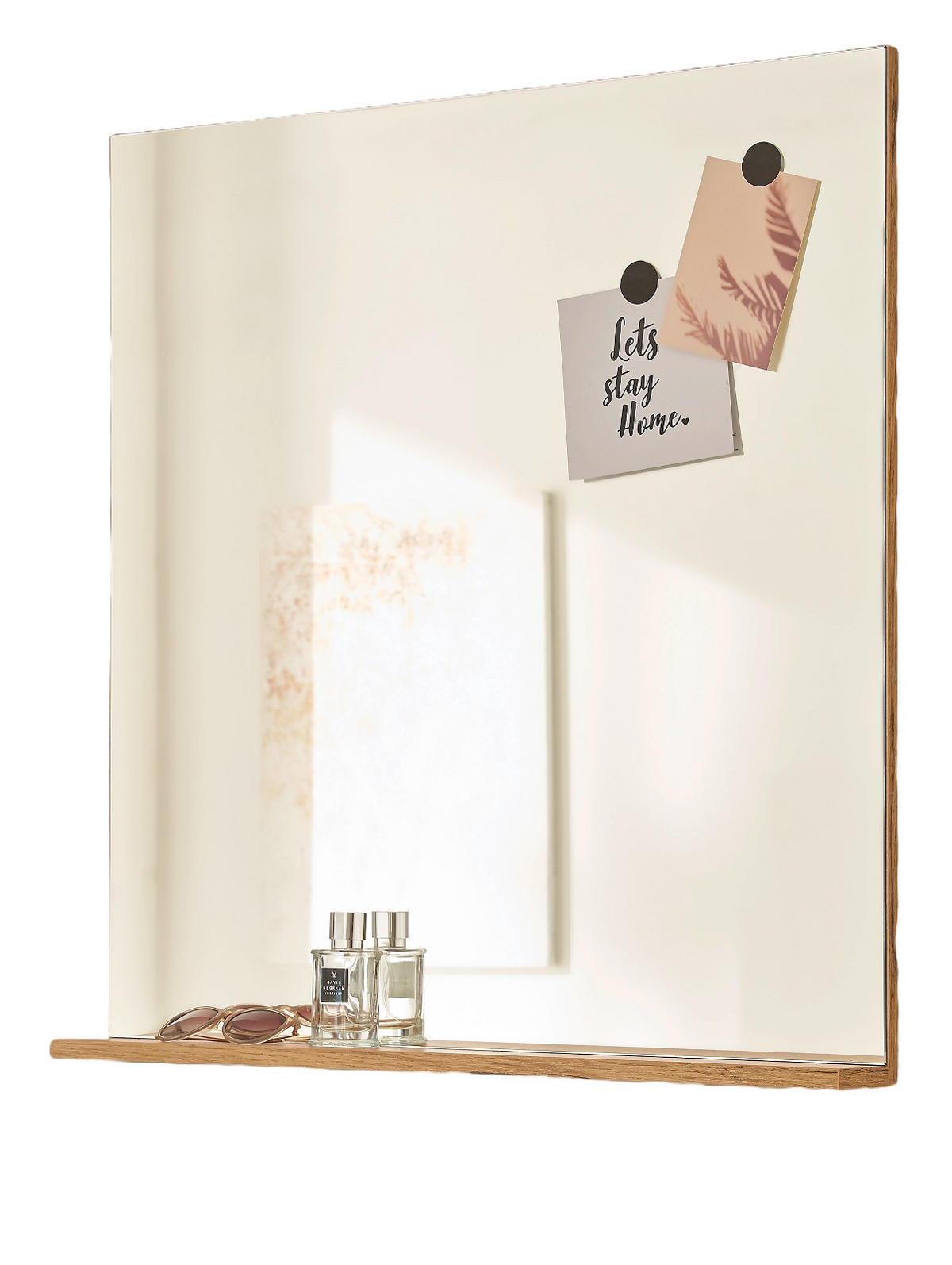 GARDEROBENSPIEGEL, Wotan Eiche Wandspiegel, mit Ablage, 75 x 80 cm, Center - Eiche Wotan, Glas/Holzwerkstoff (80/80/10cm)