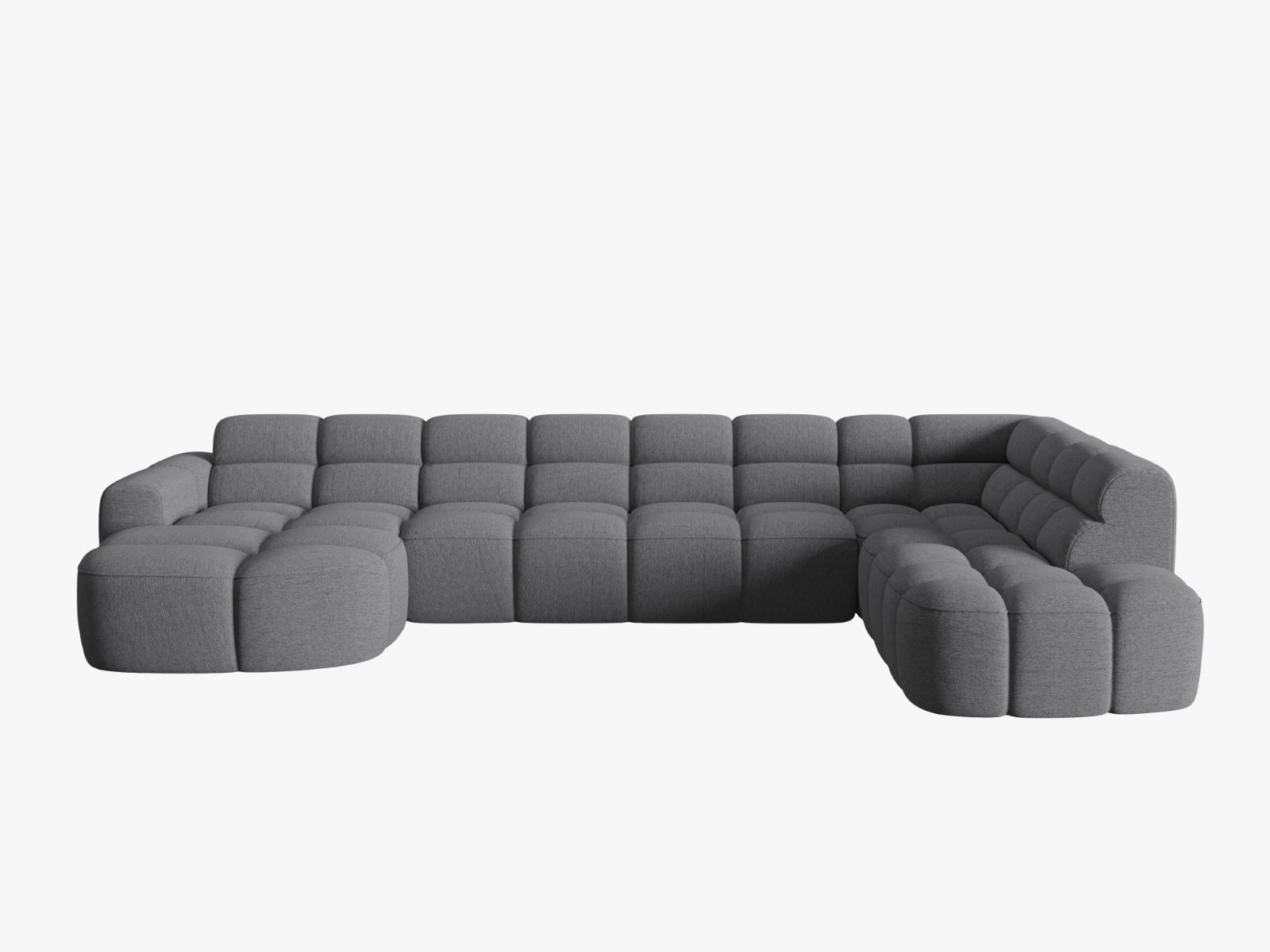 PANORAMASOFA rechts Lisa aus strukturiertem Stoff grau 7 Sitzplätze - Grau, Textil (234/77/387cm) - Micadoni