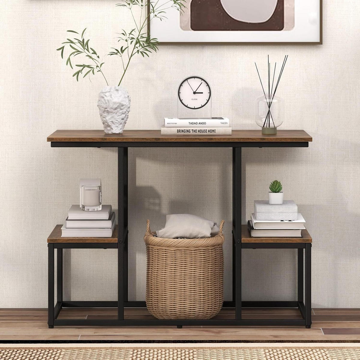 TV-KONSOLENTISCH 65cm Braun - Braun, Metall (40/65/108cm) - COSTWAY