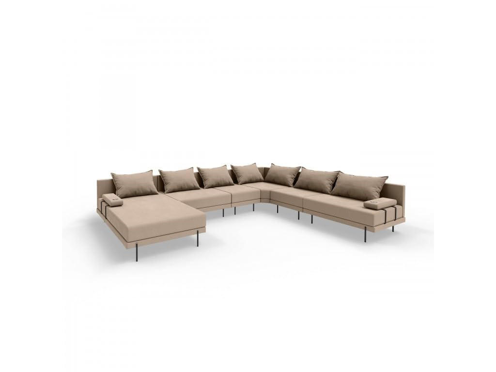 GARTENSOFA BAHAMA XXL Rechts - Wetterfeste Balkonmöbel & Terrassenmöbel Außen - Moderne Lounge Möbel für Garten - Balkon & Terrasse - Beige - Beige, Kunststoff (410/75/298cm) - Trada