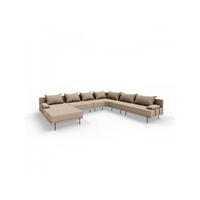 GARTENSOFA BAHAMA XXL Rechts - Wetterfeste Balkonmöbel & Terrassenmöbel Außen - Moderne Lounge Möbel für Garten - Balkon & Terrasse - Beige - Beige, Kunststoff (410/75/298cm) - Trada