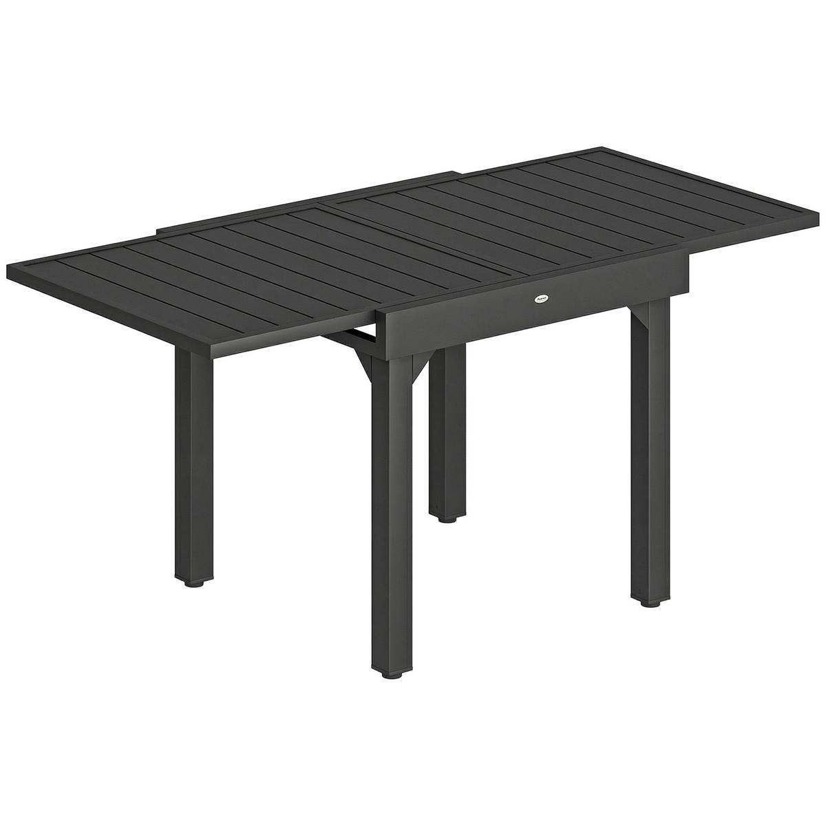 AUSZIEHBARER-GARTENTISCH Aluminium Stahl Schwarz - Schwarz, Metall (160/80/75cm) - Outsunny