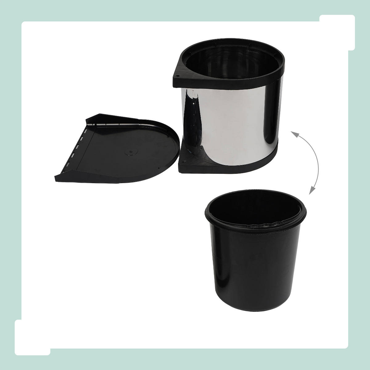 EINBAUMÜLLEIMER - Silberfarben, Kunststoff/Metall (27/27.5/28cm) - Relaxdays