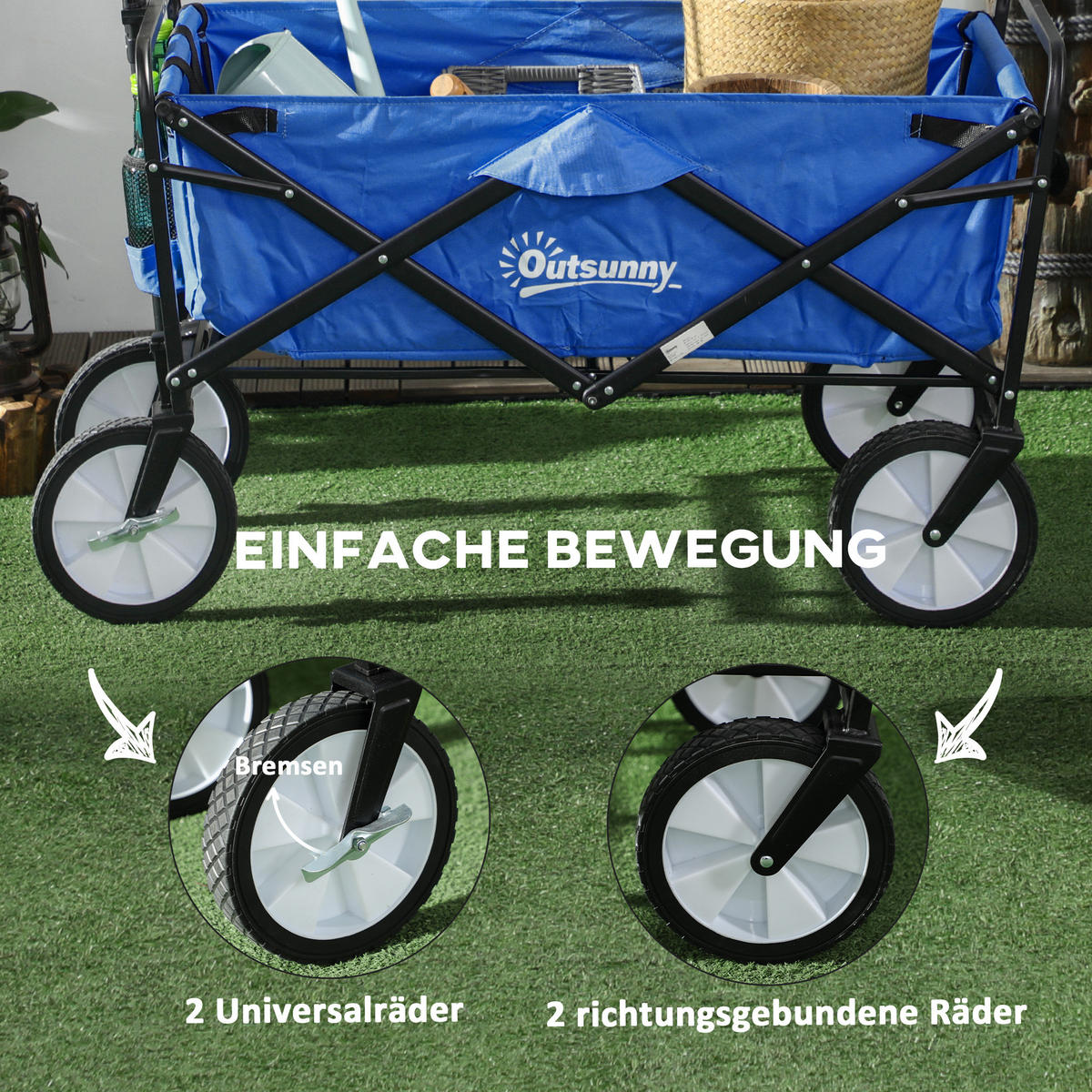 BOLLERWAGEN klappbar 93x49x75 cm Oxford - Dunkelblau, Metall (93/100/49cm) - Fortuna Lai