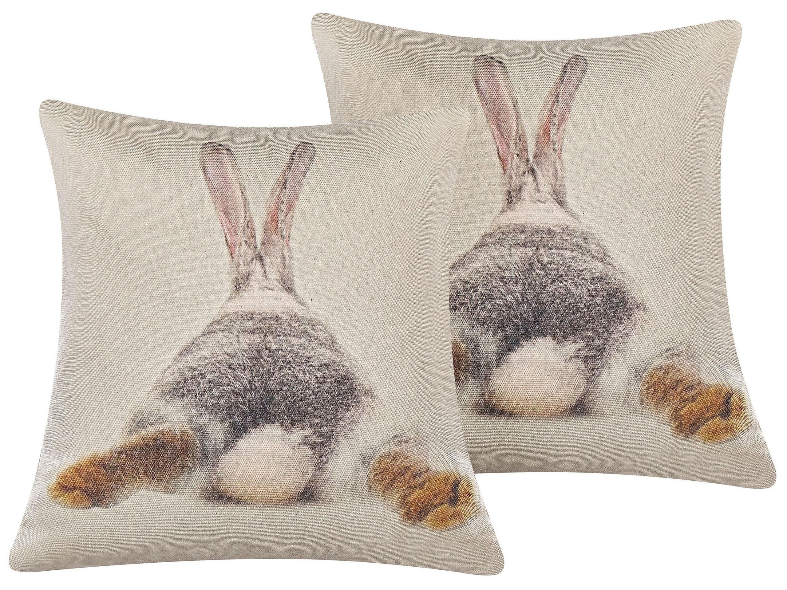 DEKOKISSEN 2er-Set Taupe 45/45 cm Buxus - Graubraun, Naturmaterialien/Textil (45/45cm) - Beliani