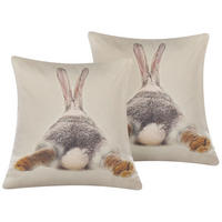 DEKOKISSEN 2er-Set Taupe 45/45 cm Buxus - Graubraun, Naturmaterialien/Textil (45/45cm) - Beliani