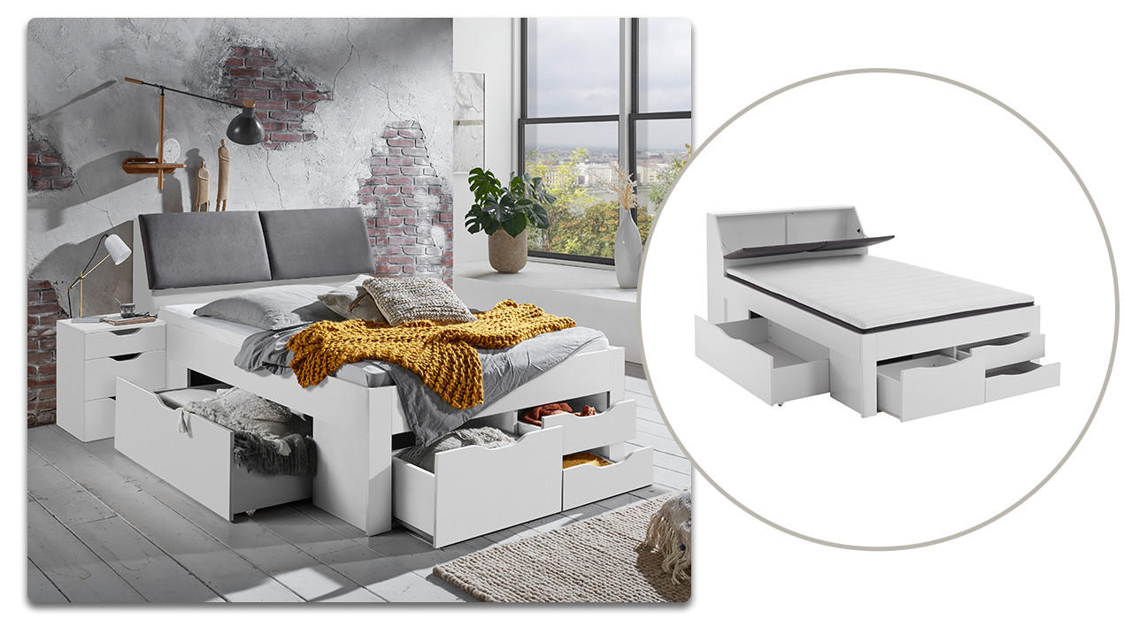 Kleines Schlafzimmer einrichten - Bett mit Stauraum