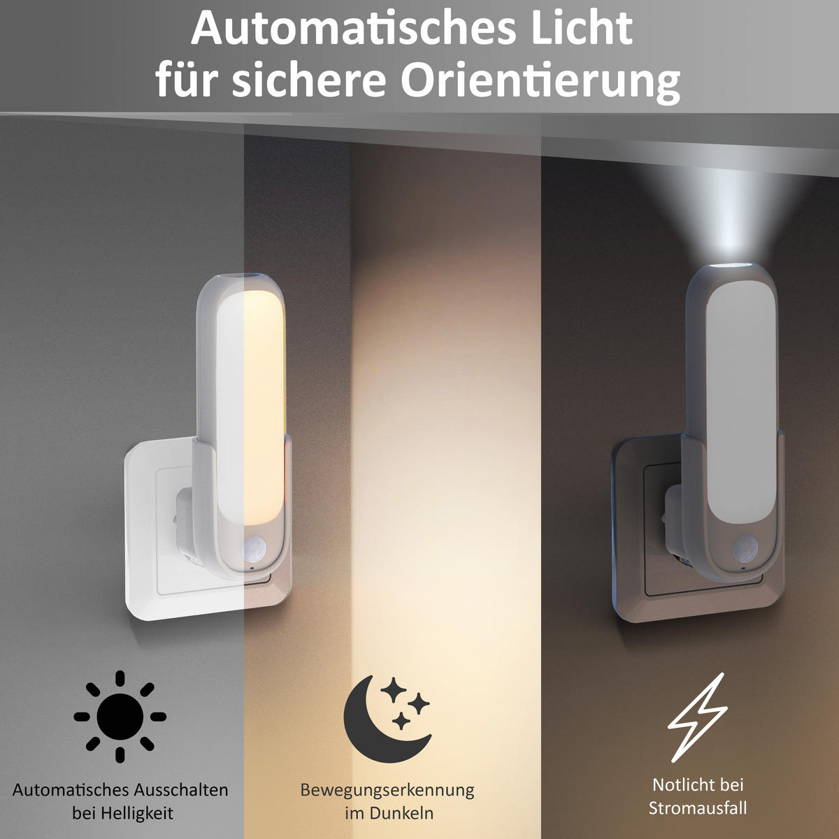 LED-ORIENTIERUNGSLEUCHTE Oval Weiß Kunststoff 2er-Set - Weiß, Kunststoff (8/5/14cm) - Northpoint