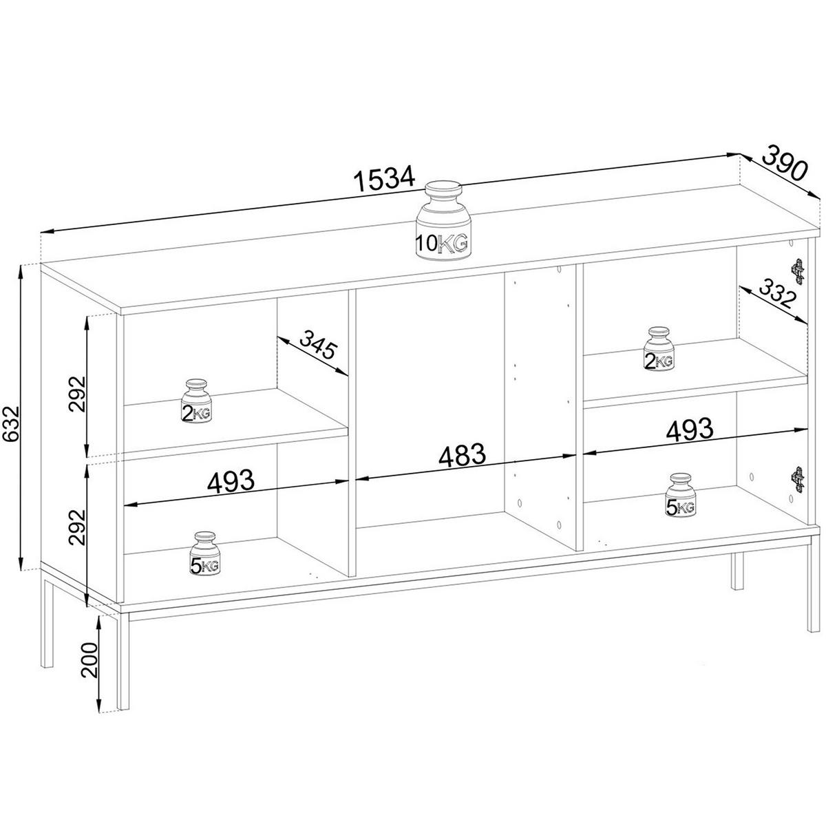 KOMMODE FONTE, Cremefarbig - Creme, Holzwerkstoff (154/83/39cm) - KONSIMO®