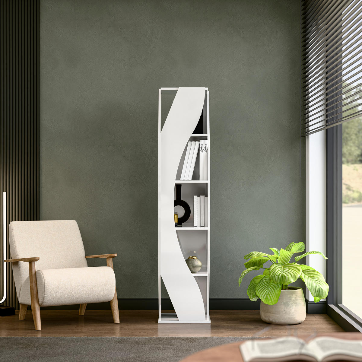 BÜCHERREGAL Reva - Weiß, Holzwerkstoff (40/180/40cm) - Decorotika