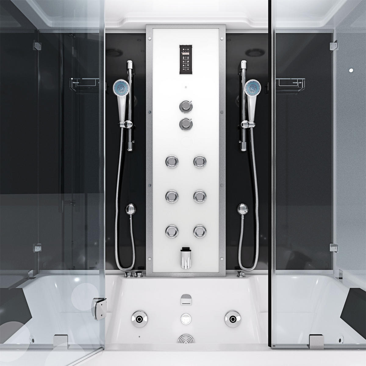 BADEWANNE Dusche K80-SW-EH-A-SC-EA Duschtempel - Schwarz, Glas/Kunststoff (100/180/228cm) - AcquaVapore by Sandra Jentho