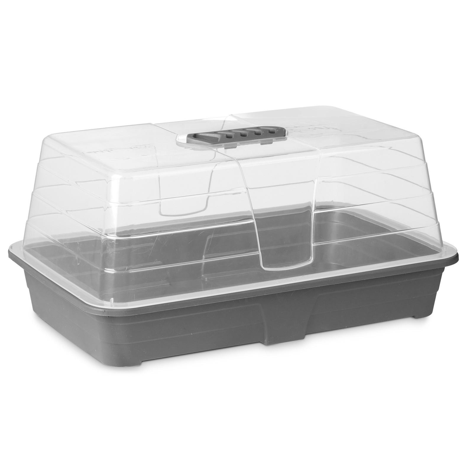 MINIGEWÄCHSHAUS Kunststoff 24/38,4/18 cm - Grau, Kunststoff (38.4/18/24cm)