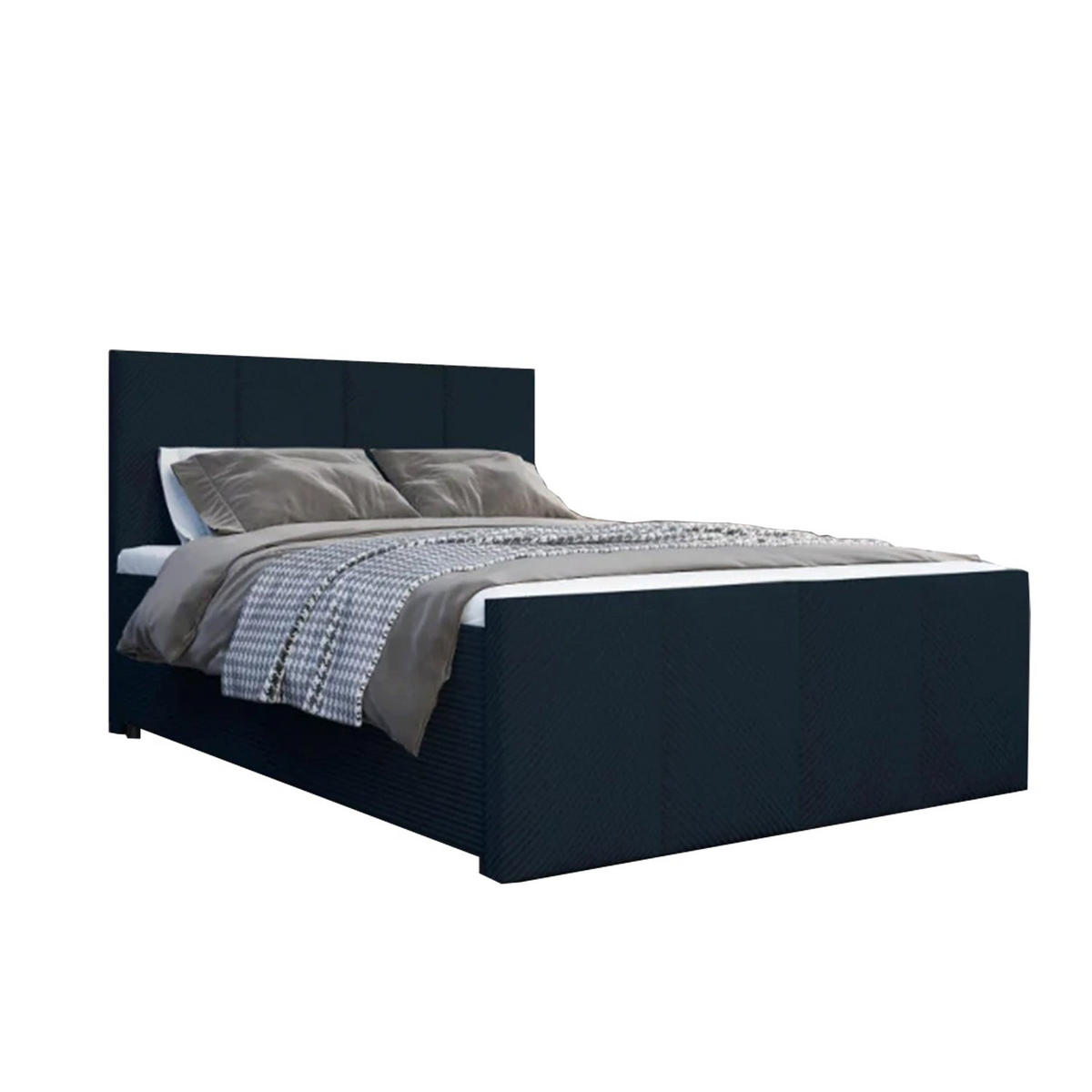 BOXBETT Milano Bonellfederkern inkl. 7-Zonen Topper T-30 - BOXBETT mit Bettkasten - Dunkelblau, Holz/Holzwerkstoff (120/200cm) - Best For Home