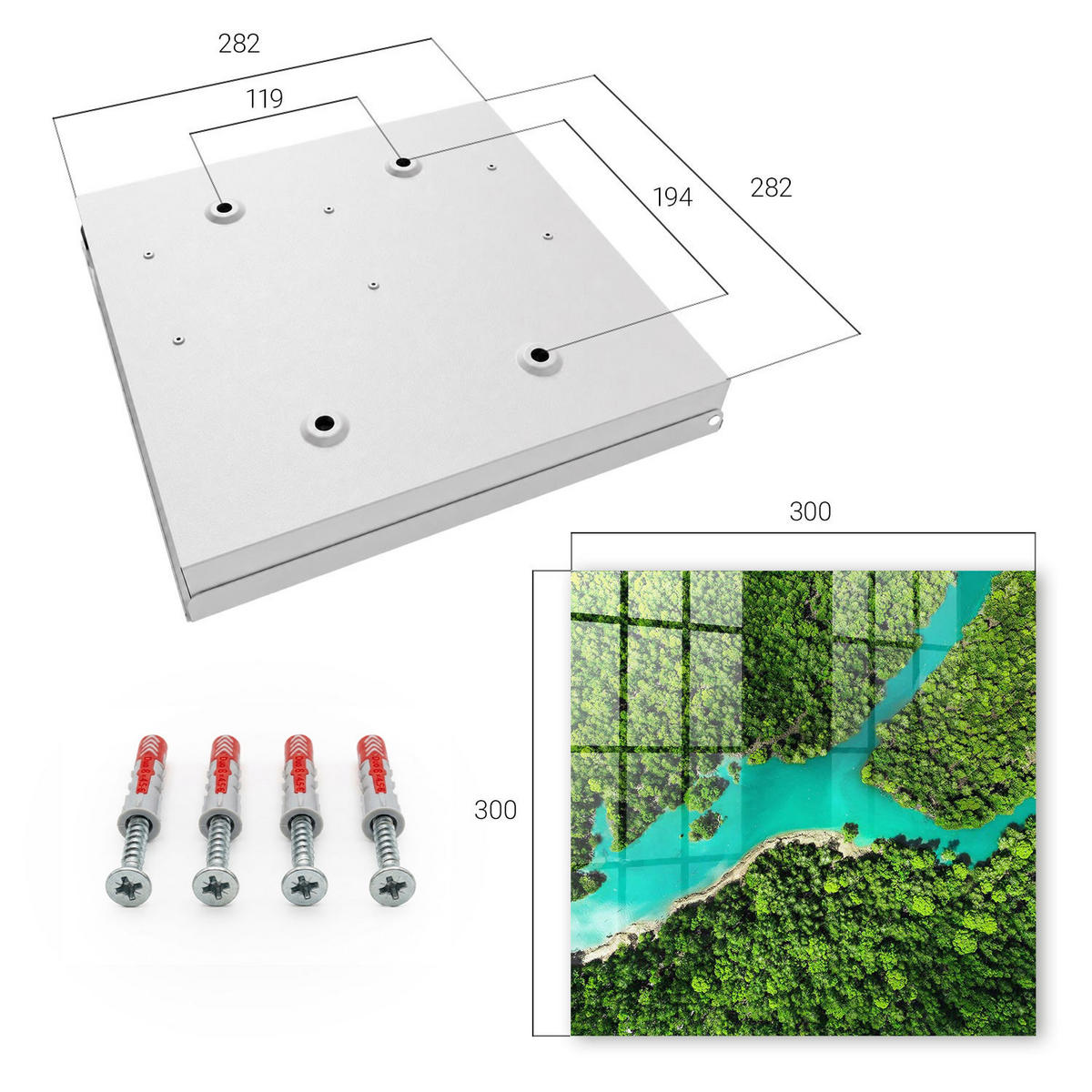 SCHLÜSSELBOX Weiß 30x30 cm – Türöffnung nach rechts - Grünes Paradies - Grün, Metall (30/30/5cm) - TULUP