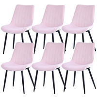 STUHL-SET 6 Stück aus Samt in Modernem Stil-YZ1 - Pink, Textil (53/88/62.5cm) - HOMAVO