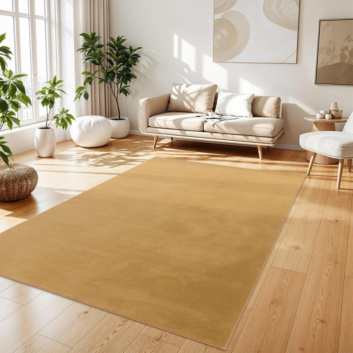 HOCHFLORTEPPICH 120/160 SOFT 380 - Gelb, Kunststoff (120/160cm) - Paco Home