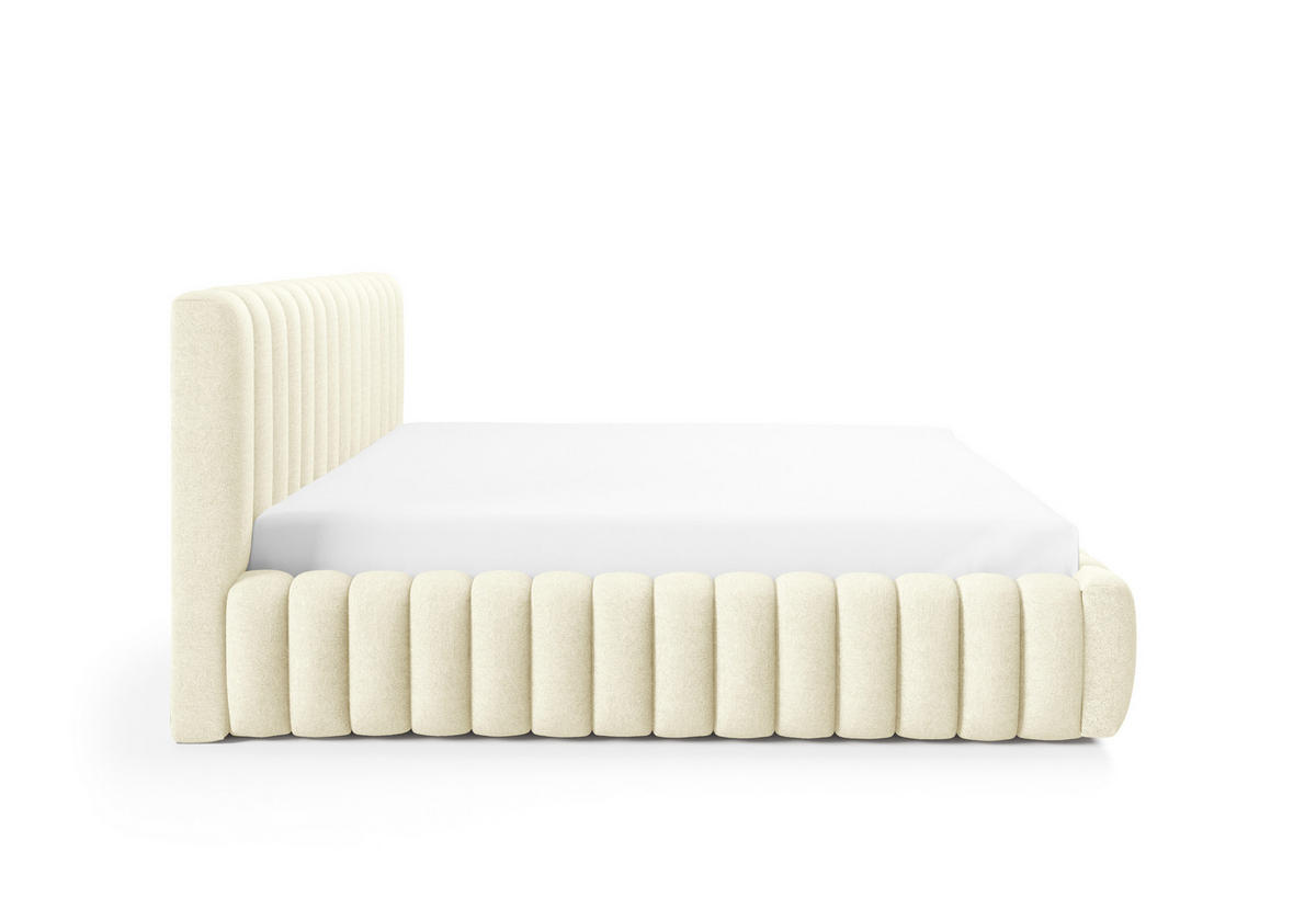 POLSTERBETT BLIVIO 180x200 cm,mit Bettkasten,Lattenrost,Doppelbett,Boxspringbett-Optik-Creme - Creme, Holz (180/200cm) - Furnistar