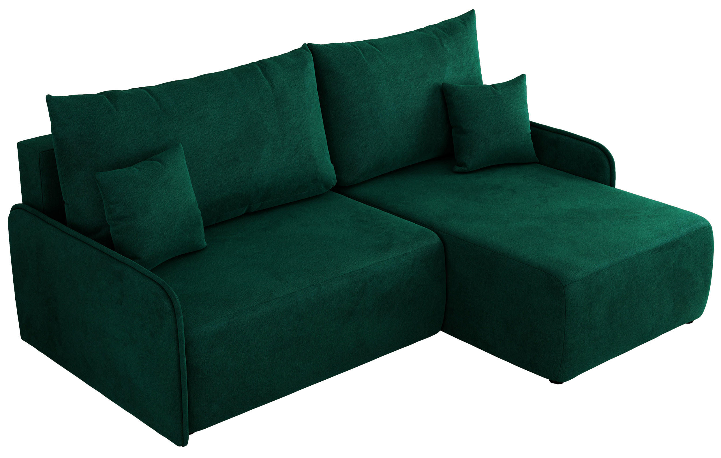ECKSCHLAFSOFA ARPA L Dunkelgrün Velvet - rechts - Dunkelgrün/Schwarz, Kunststoff/Textil (150/198cm) - MKS