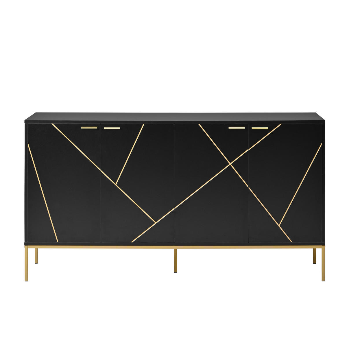 SIDEBOARD 150/80/40 cm Schwarz aus Spanplatte und MDF mit verstellbarem Einlegeboden - Schwarz, Holzwerkstoff (40/80/150cm) - OKMYHOME