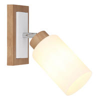 WANDLEUCHTE Holz braun, Metall weiß, schwenkbar - Braun, Holz (10.3/25/22cm) - Globo Lighting
