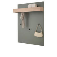 GARDEROBENPANEEL Salbei Grün mit Eiche, Wandgarderobe mit Kleiderstange, 100 x 135 cm - Salbeigrün/Eichefarben, Holzwerkstoff/Metall (100/135/25cm) - Furn.Design