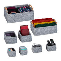 8-TLG.SCHRANK-ORGANIZER - Grau, Holz/Textil (42/19/31cm) - Relaxdays