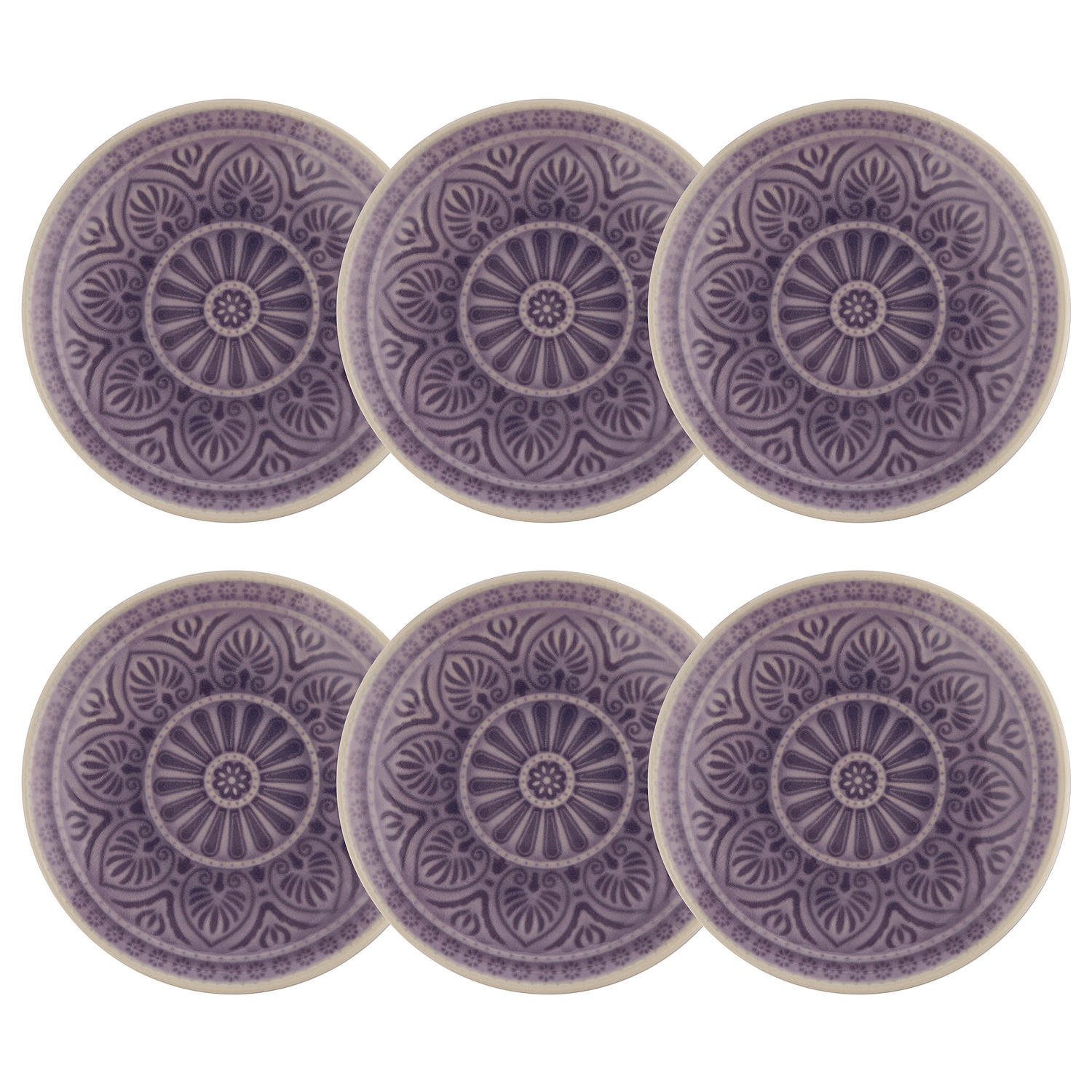 TELLER (6er Set) Sumatra - Violett, Keramik (14/14/1cm) - Butlers