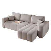 ECKSOFA Grau Velours mit Bettkasten und Schlaffunktion - Grau, Textil (248/145cm) - Idohome